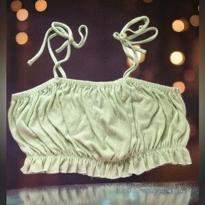 Wild Fable (Target) Tube top. MINT GREEN. Ruffle crop top, shoulder ties. Size M